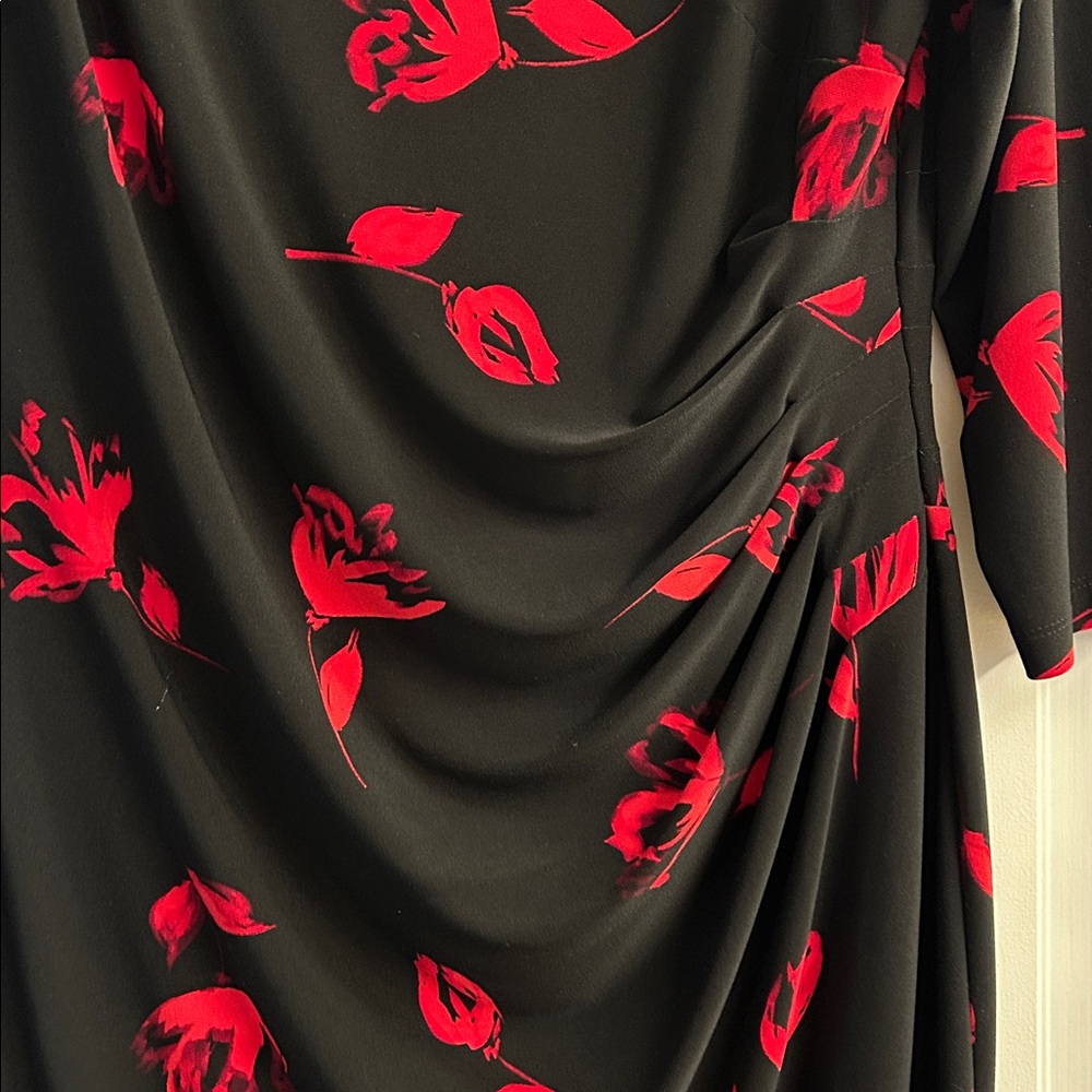 Lauren Ralph Lauren Black Dress with Red Floral Accents - Picture 3 of 3